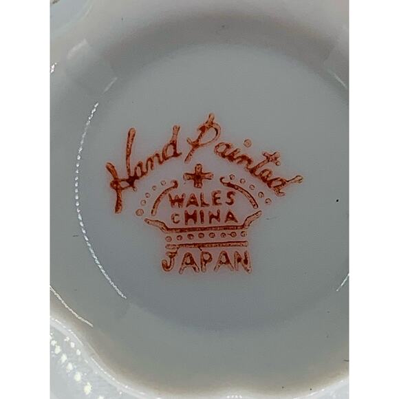 Wales China Japan Teacup Demitasse Hand Painted Beige Gold Green Rose Small - Picture 5 of 13